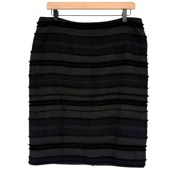 Talbots Tweed Pencil Skirt Size 10 Black Fringe Textured Lined Career Office NWT - Picture 3 of 15